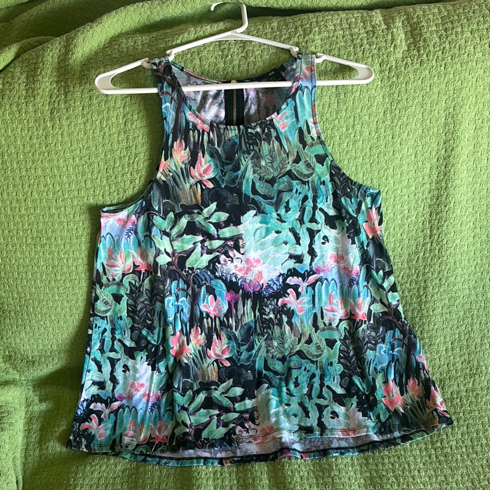 H&M Tropical Print Tank Top - Green and Pink